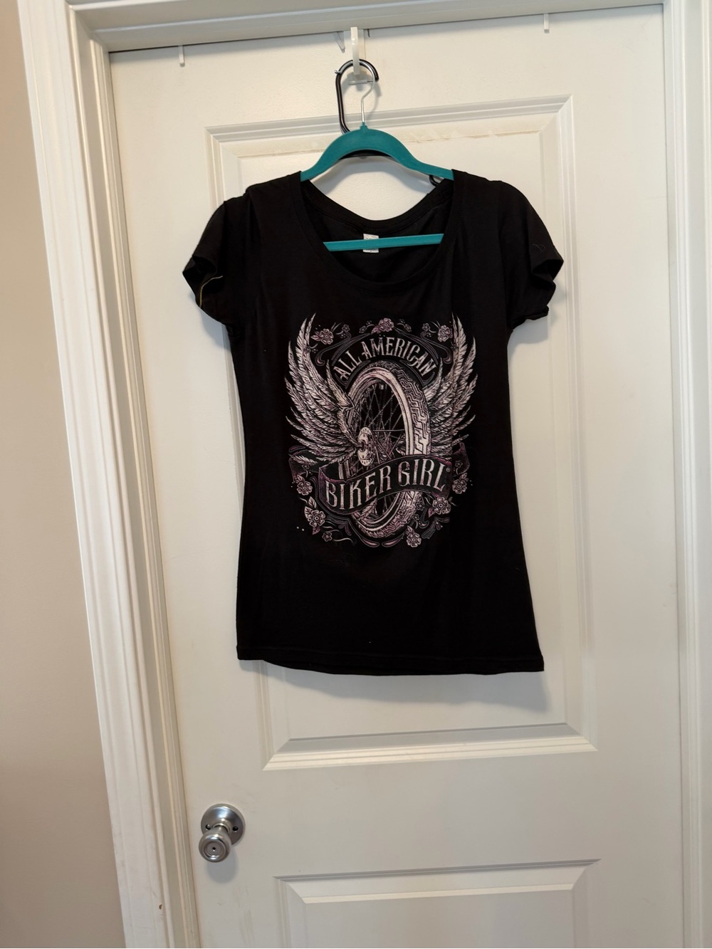 Tultex Black Biker Girl Graphic Tee